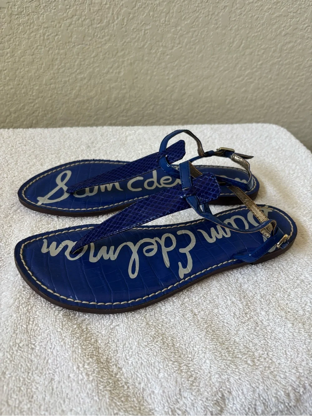 Sam Edelman Women's T-Strap Thong Blue Sandals Size 8